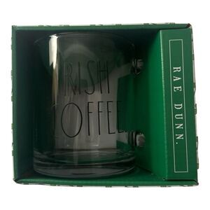 Rae Dunn Irish Coffee Mug Glass Novelty Cup With Handles 18‎ oz NEW